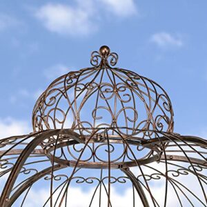 Large Round Metal Garden Gazebo with 3 Entries and Side Walls (Antique Bronze)