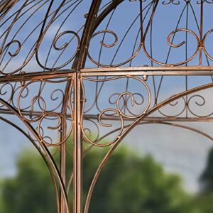 Large Round Metal Garden Gazebo with 3 Entries and Side Walls (Antique Bronze)