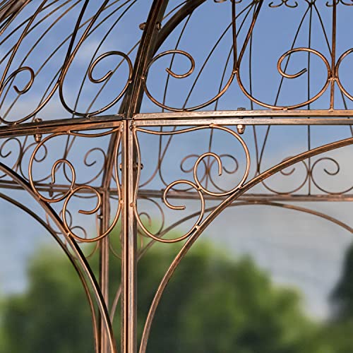 Large Round Metal Garden Gazebo with 3 Entries and Side Walls (Antique Bronze)