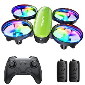tomzon a23 mini drone for kids with leds, kids drone with high speed rotation, throw to go and 3d flip, toy drone with circle fly, headless mode, 3 speeds, 2 batteries