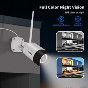 【5MP SPotlight, 3TB Hard Drive】 Hiseeu WiFi Security Camera System,12V DC Power Cord,10CH NVR, Mobile&PC Remote, Outdoor IP66 Waterproof,Color Night Vision, Motion Alert,24/7 Time Record,Two Way Audio