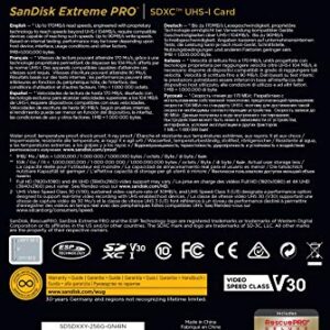 SanDisk 256GB Extreme PRO SDXC UHS-I Card - C10, U3, V30, 4K UHD, SD Card - SDSDXXY-256G-GN4IN