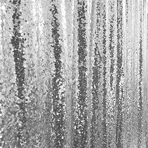 TRLYC Shiny Sequin Backdrop Curtains for Wedding Party Decor (2 Panels, W2 x H8FT,Sliver)