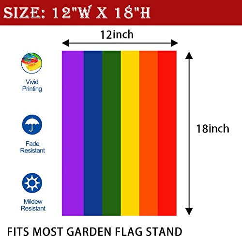 Rainbow Pride Garden Flag 12x18 Double Sided,Gay Pride Flag for Wall Yard Lawn Flags Decoration Pride Banner Gifts Outdoor House Decor