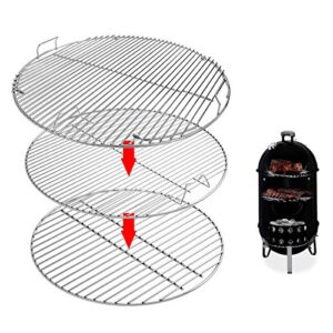 uniflasy 7436 upper cooking grate, 85041 lower grate, 63014 charcoal grate for weber charcoal grill 22 inch smokey mountain cooker, 22″ charcoal smoker parts, 2 cooking grate and 1 charcoal grate