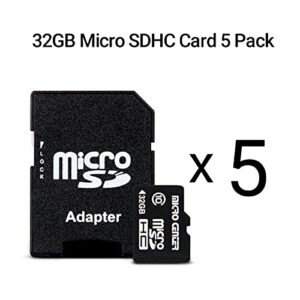 Micro Center 32GB Class 10 Micro SDHC Flash Memory Card with Adapter for Mobile Device Storage Phone, Tablet, Drone & Full HD Video Recording - 80MB/s UHS-I, C10, U1 (5 Pack)