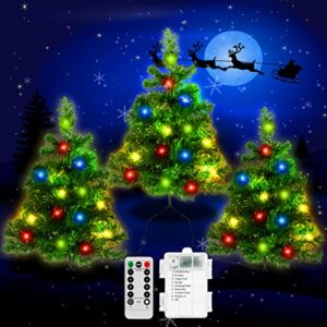 3 pack christmas tree 1.5ft battery powered mini outdoor christmas tree small christmas tree with lights for yard, patio, garden
