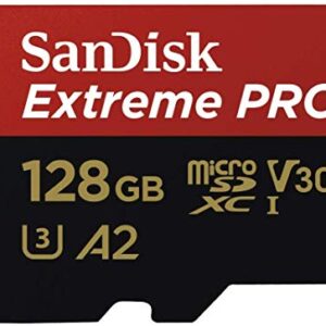 SanDisk Extreme PRO 128GB Micro SDXC UHS-I U3 A2 V30 170MB/s Memory Card with Adapter. Full HD and 4K Ultra HD Video Recording