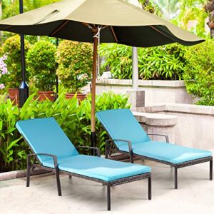 Pamapic 4 Pieces Patio Lounge Chair Set, Patio Chaise Lounges with Thickened Cushion, PE Rattan Steel Frame Pool Lounge Chair Set for Patio Backyard Porch Garden Poolside (Tiffany)…