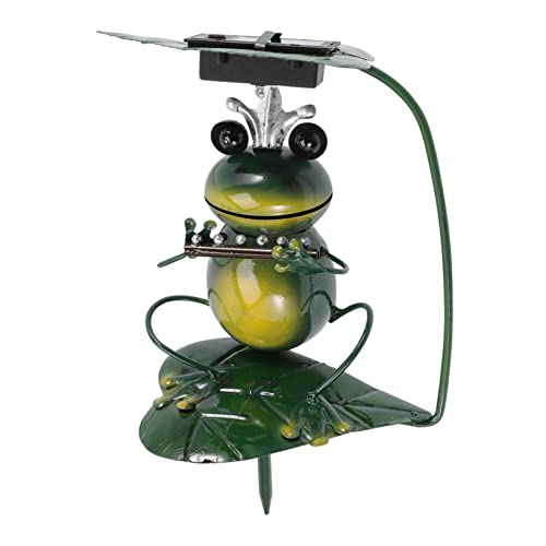 LABRIMP Creative Light Garden D Welcome Walkway Outdoor Art Pathway Frog Solar Patio Lawn Statue Musician Home Stake Powered Sign for Dark Figurine Ornament Green Sculpture Frogs Lights