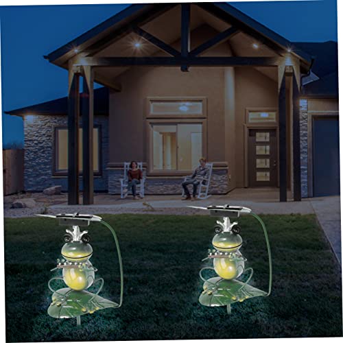 LABRIMP Creative Light Garden D Welcome Walkway Outdoor Art Pathway Frog Solar Patio Lawn Statue Musician Home Stake Powered Sign for Dark Figurine Ornament Green Sculpture Frogs Lights