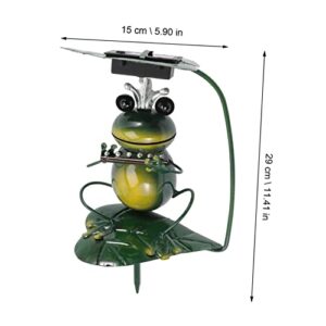 LABRIMP Creative Light Garden D Welcome Walkway Outdoor Art Pathway Frog Solar Patio Lawn Statue Musician Home Stake Powered Sign for Dark Figurine Ornament Green Sculpture Frogs Lights