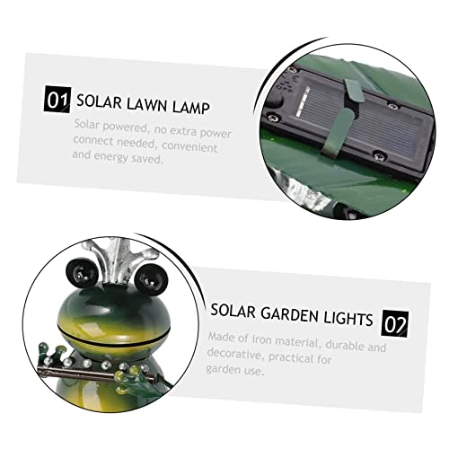 LABRIMP Creative Light Garden D Welcome Walkway Outdoor Art Pathway Frog Solar Patio Lawn Statue Musician Home Stake Powered Sign for Dark Figurine Ornament Green Sculpture Frogs Lights