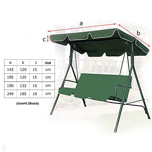 Swing Canopy Replacement Cover & Swing Seat Cover, 3 Seater Outdoor Swing Seat Cover Replacement Top Cover for Garden Patio, Patio Swing Cover Set Waterproof,Green,195x125x15cm/77x49x6''