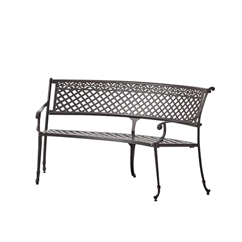 Christopher Knight Home Sebastian Outdoor Antique Cast Aluminum Sector Bench, Shiny Copper