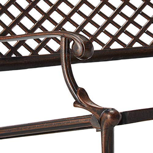 Christopher Knight Home Sebastian Outdoor Antique Cast Aluminum Sector Bench, Shiny Copper