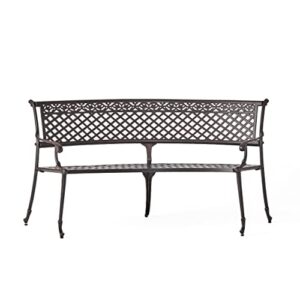 Christopher Knight Home Sebastian Outdoor Antique Cast Aluminum Sector Bench, Shiny Copper