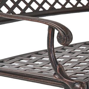 Christopher Knight Home Sebastian Outdoor Antique Cast Aluminum Sector Bench, Shiny Copper