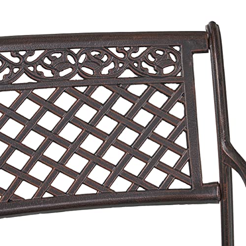 Christopher Knight Home Sebastian Outdoor Antique Cast Aluminum Sector Bench, Shiny Copper