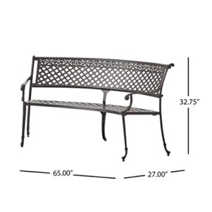 Christopher Knight Home Sebastian Outdoor Antique Cast Aluminum Sector Bench, Shiny Copper