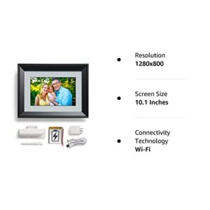 PhotoSpring 10in WiFi Digital Picture Frame with Battery, Send Photos from Anywhere via Email, App, or Web, Easy Touch Screen Setup, 1280x800 Display, Plays Videos, Black