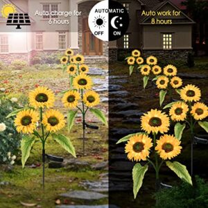 TERESA'S COLLECTIONS Sunflower Solar Stakes, Decorative Flower Solar Garden Lights Outdoor Waterproof for Flowerbed Yard Pathway Wedding Decorations, 30 inch Tall 2 Pack