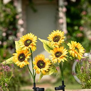 TERESA'S COLLECTIONS Sunflower Solar Stakes, Decorative Flower Solar Garden Lights Outdoor Waterproof for Flowerbed Yard Pathway Wedding Decorations, 30 inch Tall 2 Pack