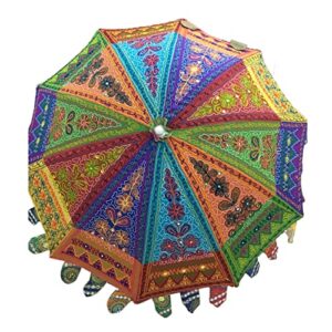 marusthali handmade embriodery decorative garden umbrella, large decorative handcrafted wedding umbrellas, umbrellas for beach parasols (multi embroidery)
