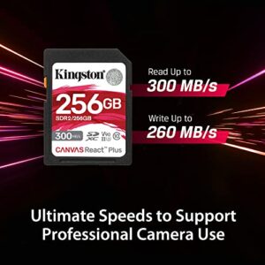 Kingston Canvas React Plus 32GB SD Card | SDHC UHS-II | 300R/260W U3 V90 | Full HD/4K/8K | SDR2/32GB