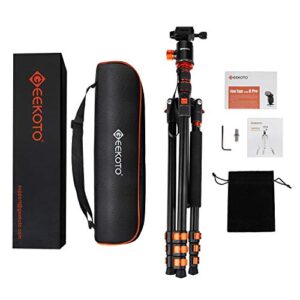 GEEKOTO Tripod, Camera Tripod for DSLR, Compact Aluminum Tripod with 360° Ball Head, 77 Inch Professional Tripod with 1/4 Inch Quick Release Plate, for Video Conferencing, Travel and Work