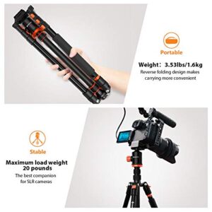 GEEKOTO Tripod, Camera Tripod for DSLR, Compact Aluminum Tripod with 360° Ball Head, 77 Inch Professional Tripod with 1/4 Inch Quick Release Plate, for Video Conferencing, Travel and Work