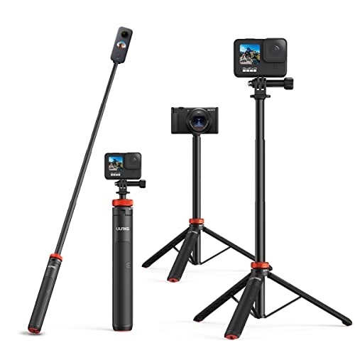 UURig Telescopic Selfie Stick Long with Tripod, Waterproof Hand Grip, for Insta360 GoPro Hero 10 9 8 7 6 5 4 3 2, Fusion, Max, Session, AKASO, SJCAM, DJI OSMO Action Cameras