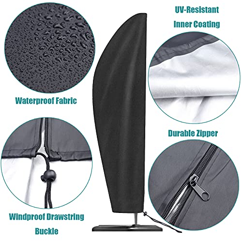 UPODA Patio Umbrella Cover Waterproof Outdoor Anti-UV Umbrella Cover with Zipper (Fit Offset Umbrella 9ft-12ft)