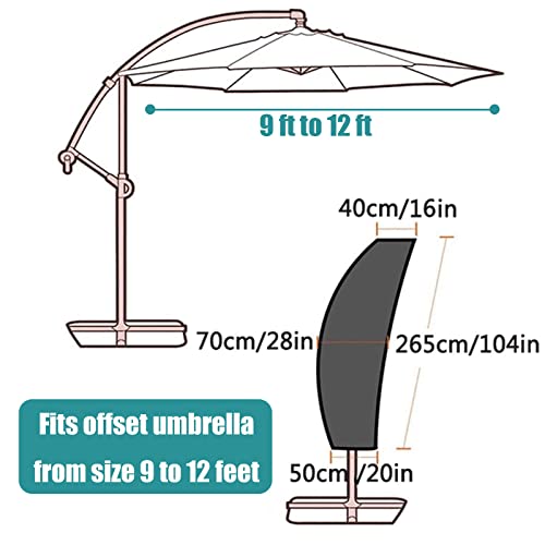 UPODA Patio Umbrella Cover Waterproof Outdoor Anti-UV Umbrella Cover with Zipper (Fit Offset Umbrella 9ft-12ft)