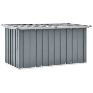 yeziyiyfob outdoor garden storage 148.6 gal deck box metal steel patio storage chest container storage organizer cabinet for patio, lawn, backyard, 50.8″x26.4″x25.6″ outdoor gray