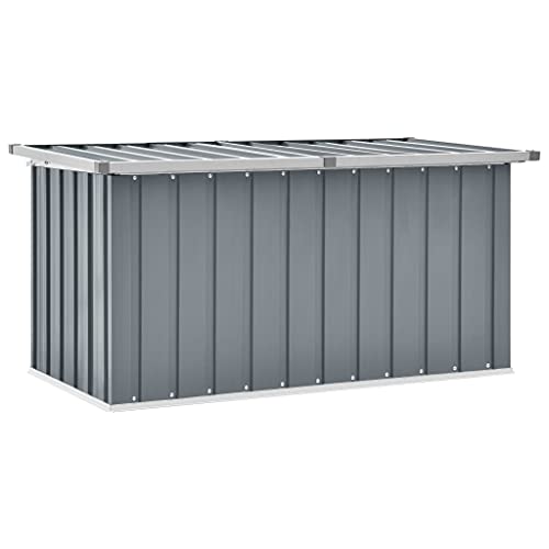 YEZIYIYFOB Outdoor Garden Storage 148.6 gal Deck Box Metal Steel Patio Storage Chest Container Storage Organizer Cabinet for Patio, Lawn, Backyard, 50.8"x26.4"x25.6" Outdoor Gray