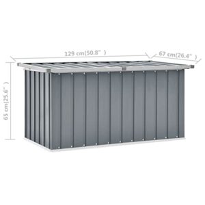 YEZIYIYFOB Outdoor Garden Storage 148.6 gal Deck Box Metal Steel Patio Storage Chest Container Storage Organizer Cabinet for Patio, Lawn, Backyard, 50.8"x26.4"x25.6" Outdoor Gray
