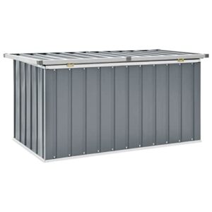 YEZIYIYFOB Outdoor Garden Storage 148.6 gal Deck Box Metal Steel Patio Storage Chest Container Storage Organizer Cabinet for Patio, Lawn, Backyard, 50.8"x26.4"x25.6" Outdoor Gray