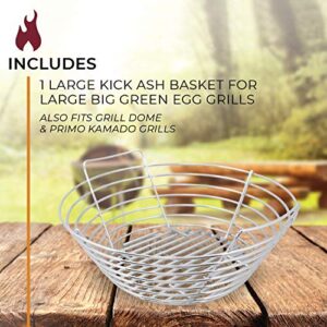 Kick Ash Basket Stainless Steel Charcoal Ash Basket, Fits Big Green Egg Grill, Large - Designed in Wisconsin