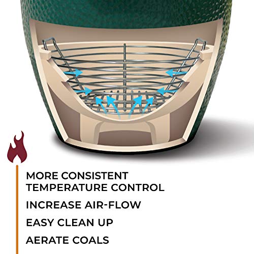 Kick Ash Basket Stainless Steel Charcoal Ash Basket, Fits Big Green Egg Grill, Large - Designed in Wisconsin