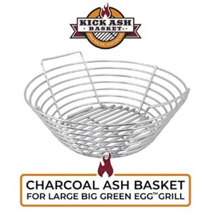 Kick Ash Basket Stainless Steel Charcoal Ash Basket, Fits Big Green Egg Grill, Large - Designed in Wisconsin