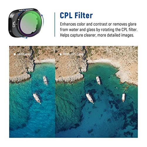 NEEWER ND Filter Set Compatible with DJI Mini 3/Mini 3 Pro, 6 Pack CPL ND8 ND16 ND32 ND64 ND128 Neutral Density Filter Drone Lens Accessory, Multi Coated HD Optical Glass, Aluminum Alloy Frame