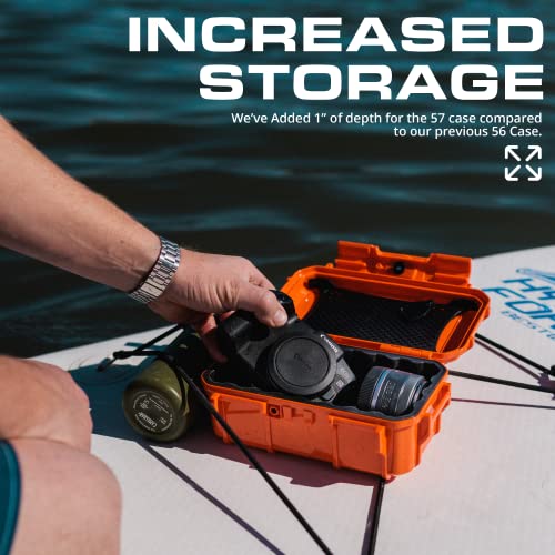 Evergreen 57 Waterproof Dry Box Protective Case - Travel Safe/Mil Spec/USA Made - for Cameras, Phones, Ammo Can, Camping, Hiking, Boating, Water Sports, Knives, & Survival (Orange)