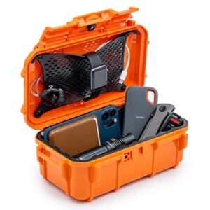 evergreen 57 waterproof dry box protective case – travel safe/mil spec/usa made – for cameras, phones, ammo can, camping, hiking, boating, water sports, knives, & survival (orange)