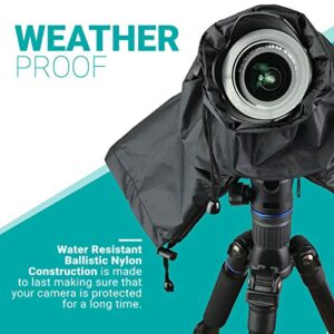 Movo CRC01 Waterproof Nylon Camera Rain Cover with Enclosed Hand Sleeves Compatible with Canon EOS, Nikon, Sony, Olympus, Pentax and Panasonic DSLR Cameras