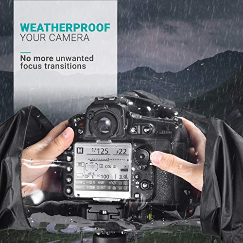 Movo CRC01 Waterproof Nylon Camera Rain Cover with Enclosed Hand Sleeves Compatible with Canon EOS, Nikon, Sony, Olympus, Pentax and Panasonic DSLR Cameras