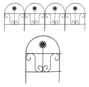 votenvo decorative garden fence 18”x 13”x 4 panel, iron fence garden landscape edging lawn border decorative gardening fence for flower bed, pets, outdoor (4 pack-black) (18in x 7ft)
