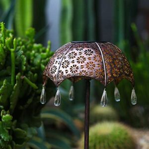 Roaming Light Solar Path Light Garden Lighted Umbrella，Garden Decor for Outside, Solar Decorations Outdoor for Patio&Lawn, Yard Arts, Holiday&Gardening Gifts for Women and Men(Brownz)