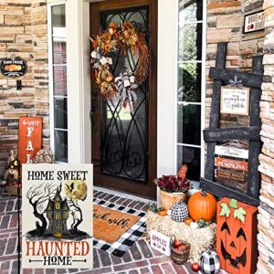 CROWNED BEAUTY Halloween Haunted Home Garden Flag 12x18 Inch Small Double Sided Burlap Holiday Seasonal Welcome Yard Outside