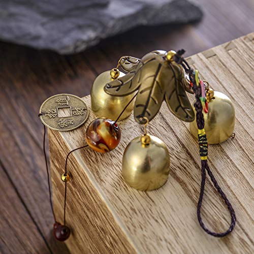 2 Pieces Lucky Wind Chimes Feng Shui Wind Bell 3 Bells Hanging Bell Chimes for Good Luck Home Garden Patio Hanging Decoration